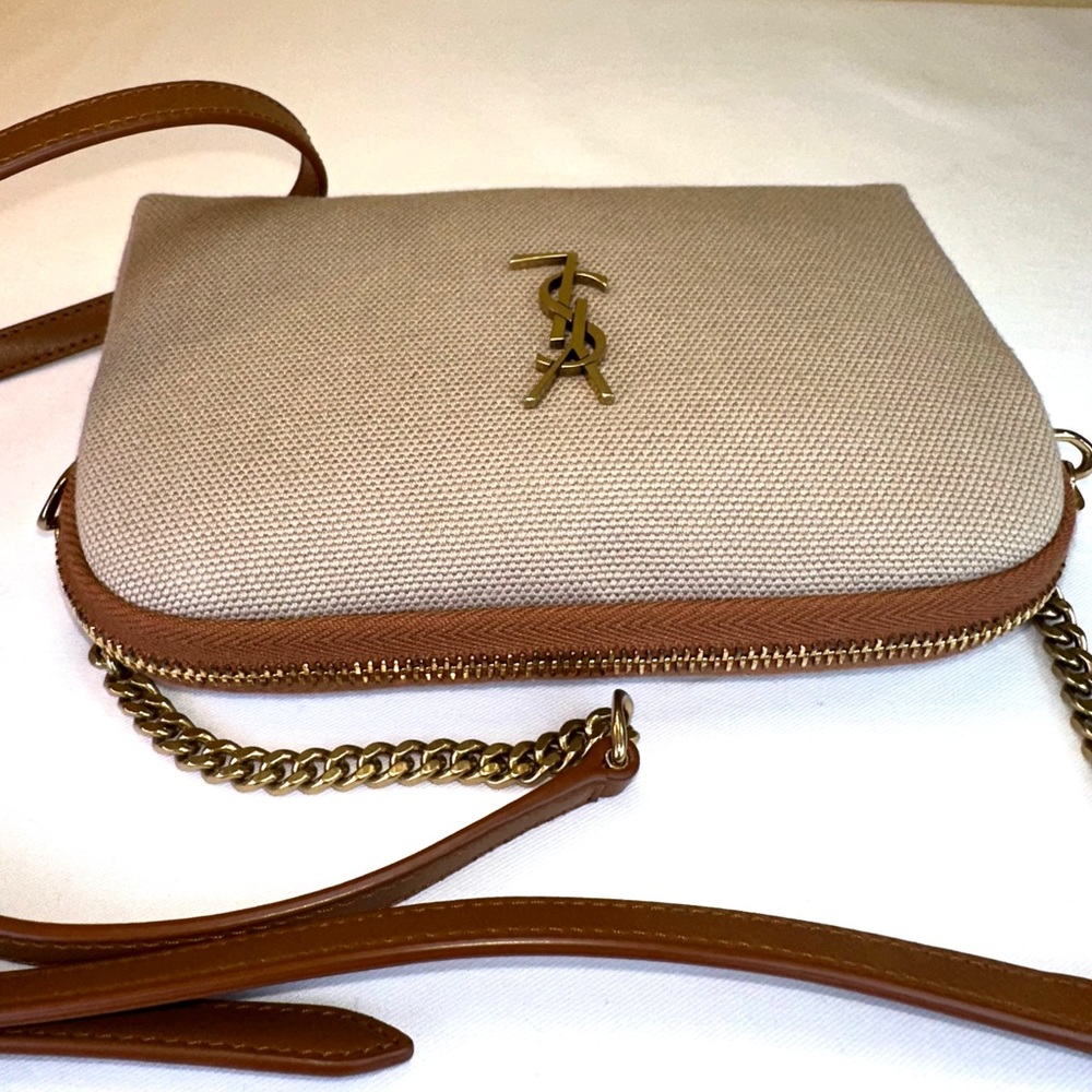 Saint Laurent NWT Gaby mini camera bag beige canvas tan leather Box dustbag COA - Picture 8 of 14